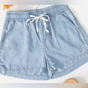 Drawstring Waist lightweight jean shorts